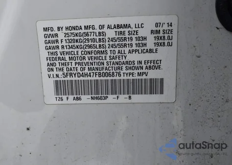 2015 Acura Mdx Technology Package z USA, uszkodzony, nr VIN 5FRYD4H47FB006876
